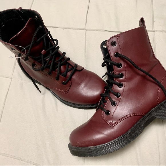 Maroon combat boots - Picture 2 of 2